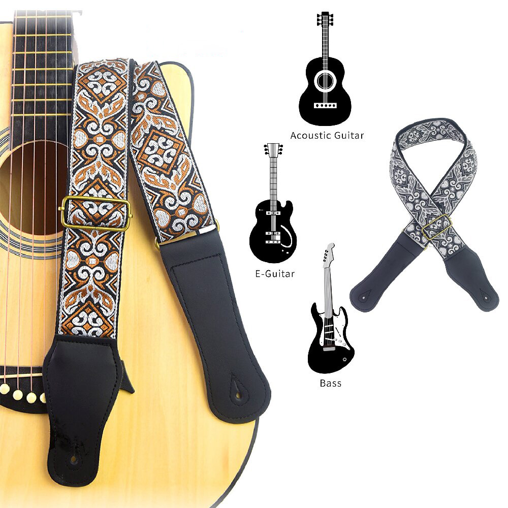 Musical Instrument Types - حزام جيتار مطرز بتصميم عرقي قابل
