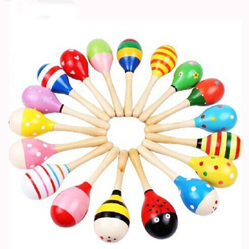 Musical Instrument Rattle - 2 قطعة خشخيشات خشبية صغيرة ملونة